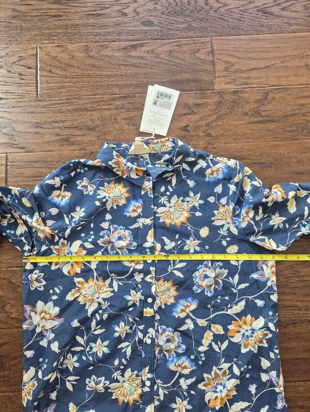*NWT* [Sezane] Pierro Shirt in Marine Bloom, Size 38/6, Part Silk - Picture 4 of 12